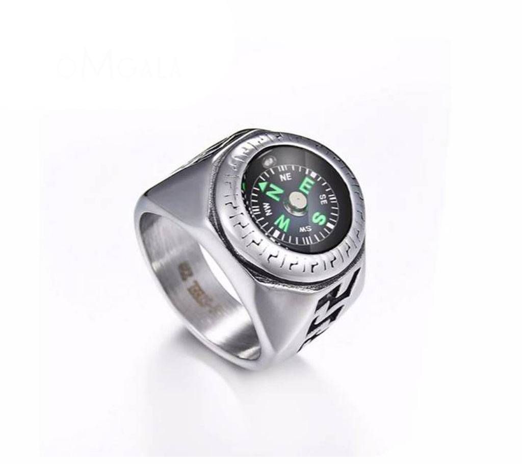 Stainless Steel Sailing Water Compass Outdoor Survival  Rings For Men