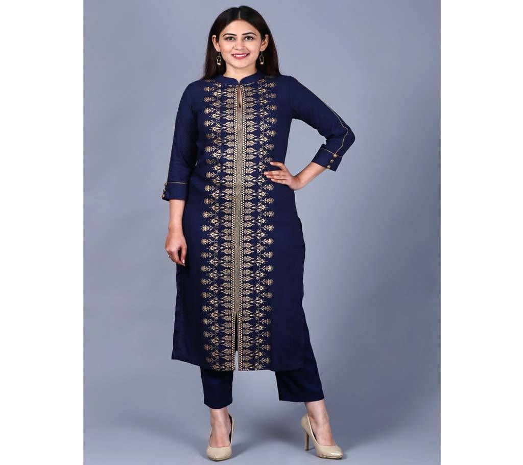 Unstitched Block print salwar kameez for Women-Two Pcs