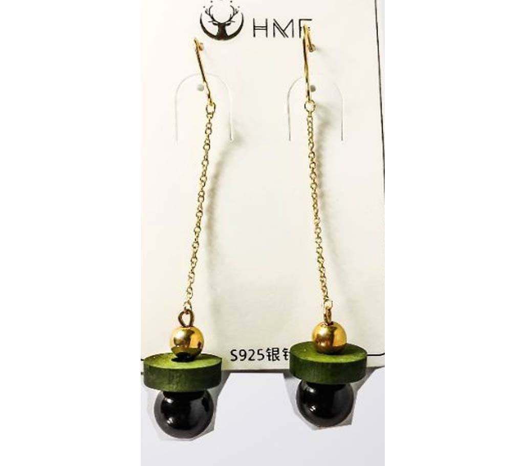 Golden Chain Blue Pearl Earrings for Women