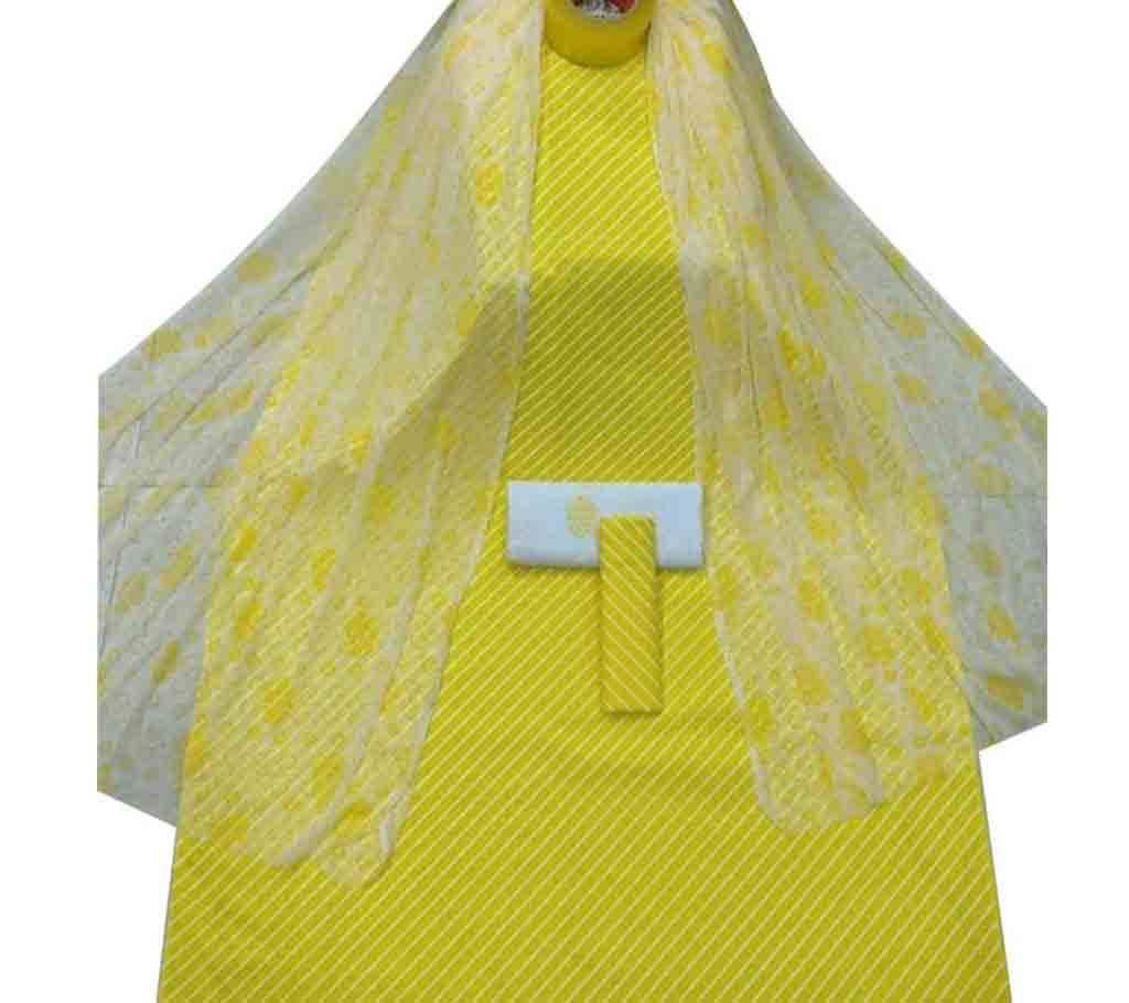 Unstiched Yellow Skin Printed Cotton 3 pieces
