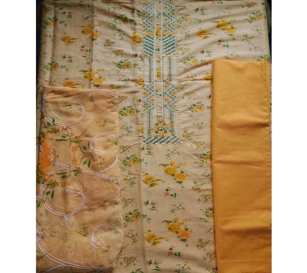 Unstitched Cotton Designer 3Pcs
