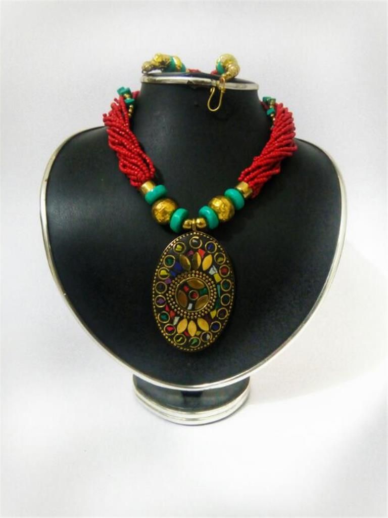 Gold Plated Beads and Fabric Setting Bracelet