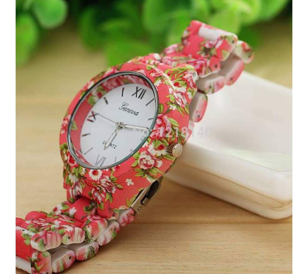 Flower Print Geneva Brand Watch