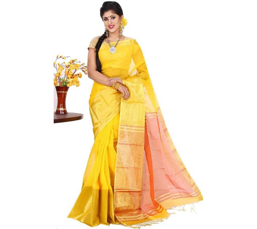 Yellow half silk sharee