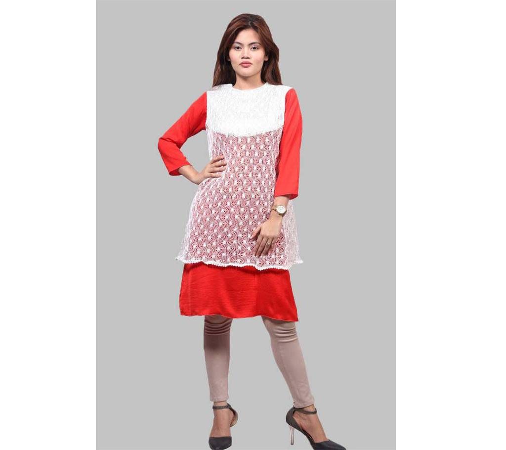 Shamu Silk Casual Long Sleeve Top - Red