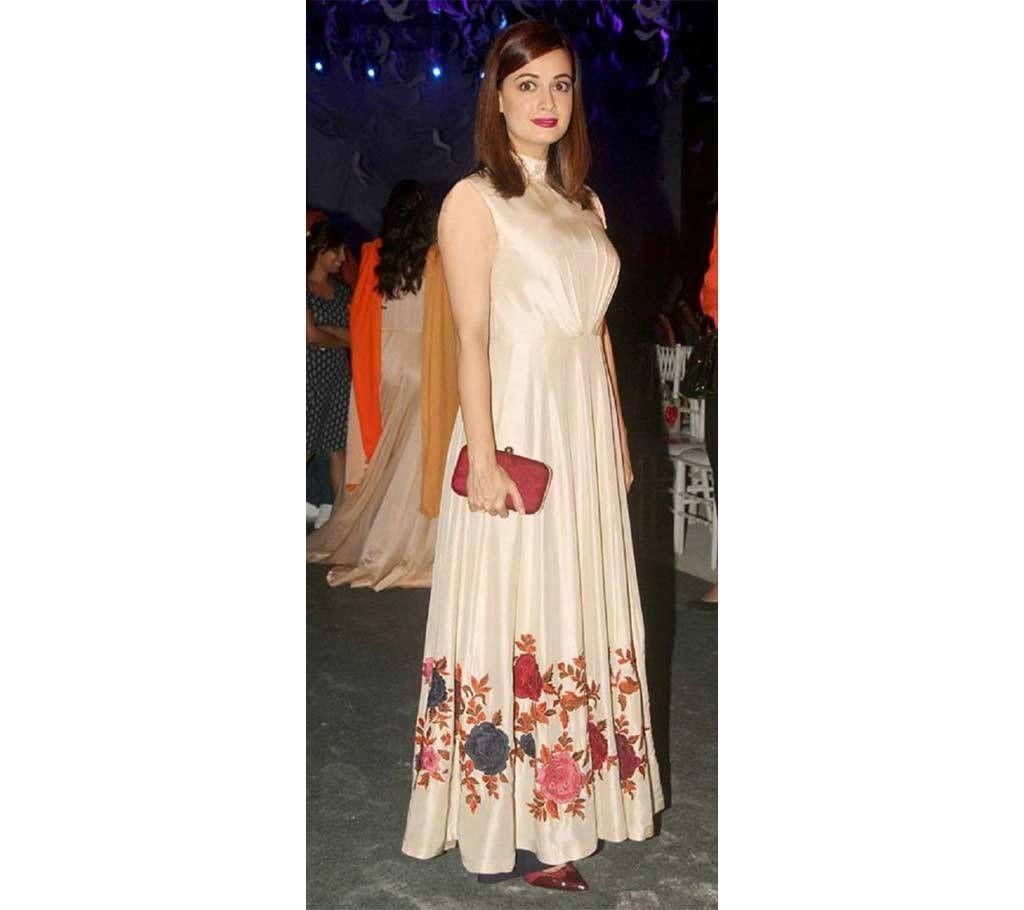 Crepe Silk Embroidered Semi Ready Kurti 345