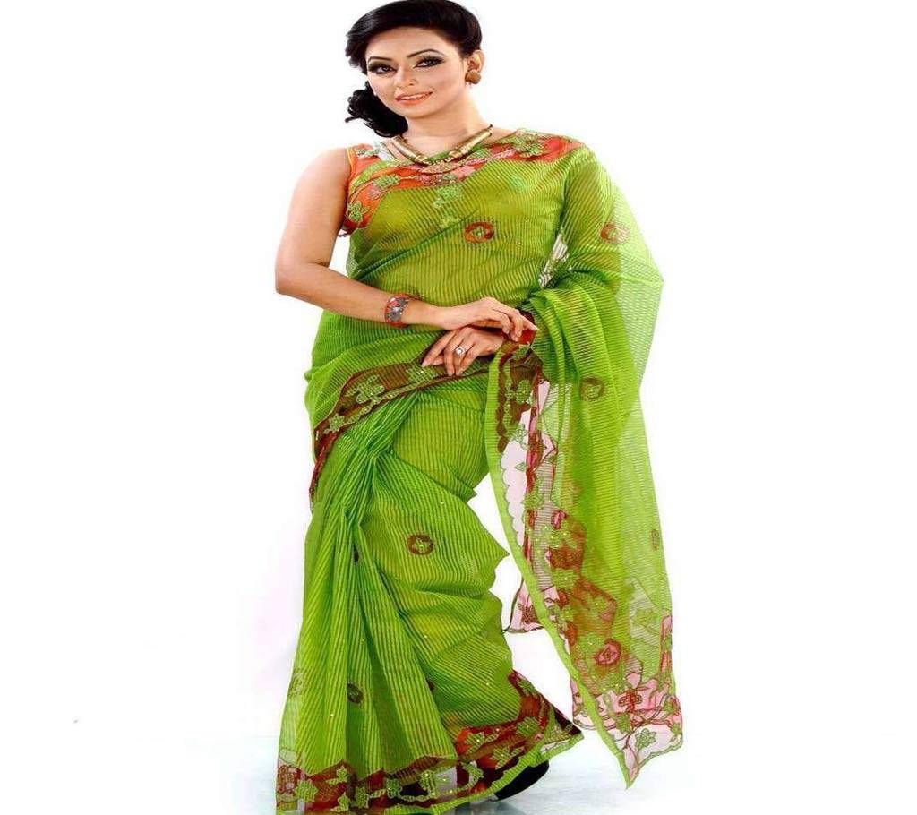 Lime Green Silk Sharee 