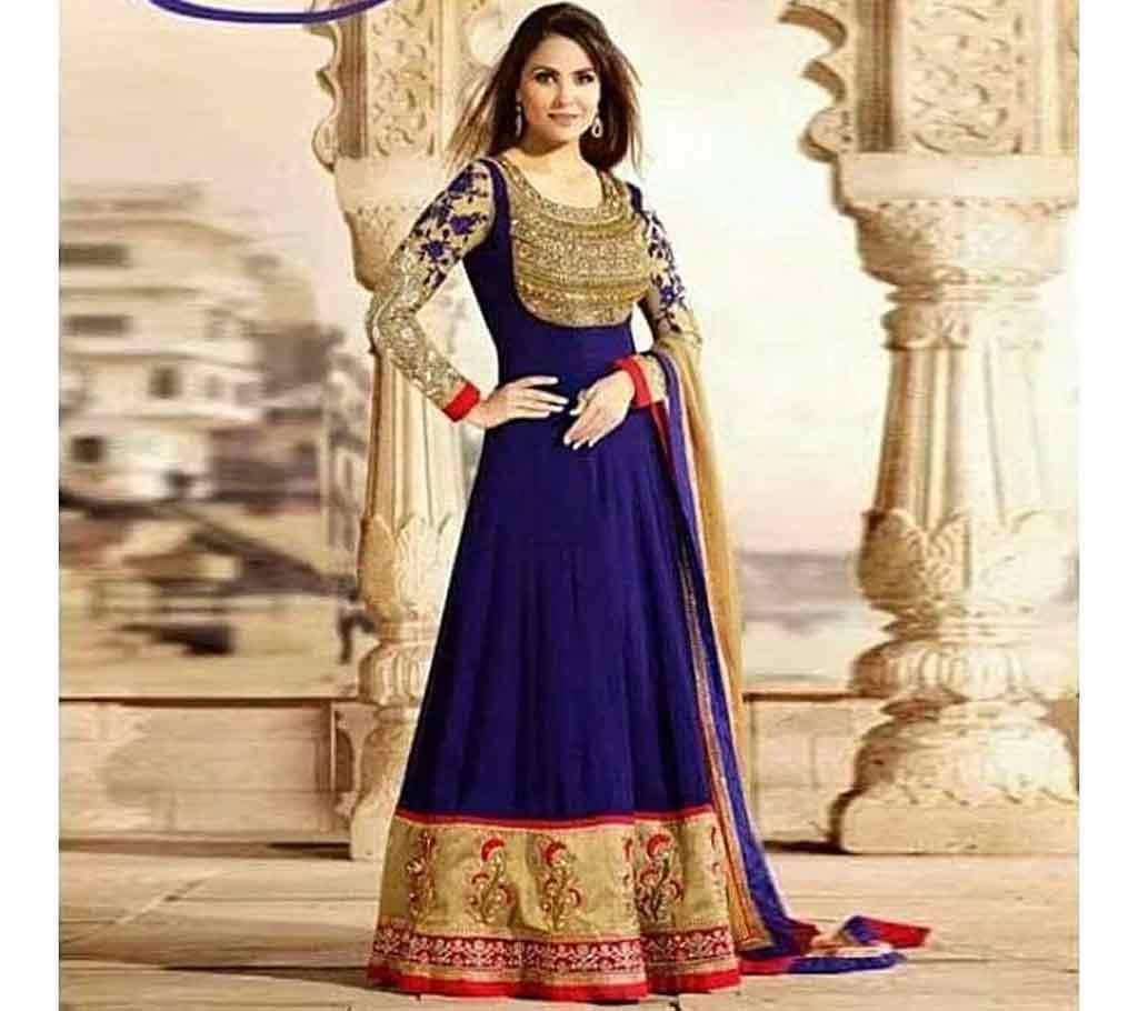 Unstitched Blue and Golden Embroidery Georgette Gown (Copy)