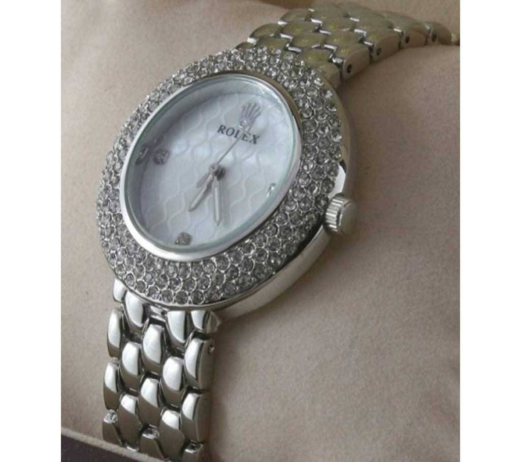 Silver Stainless Steal Analog Watch For Women 