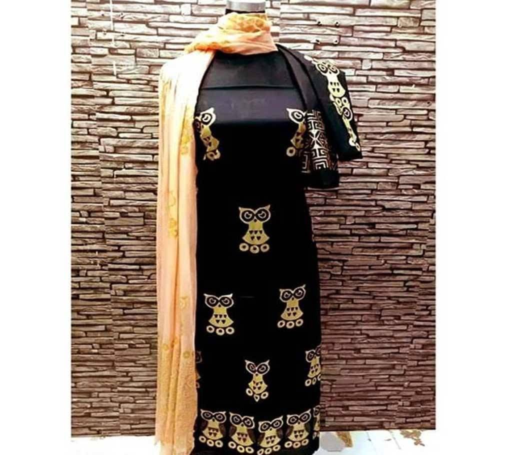 Unstitched block printed Rajdhani voyel cotton Salwar Kameez St block-601