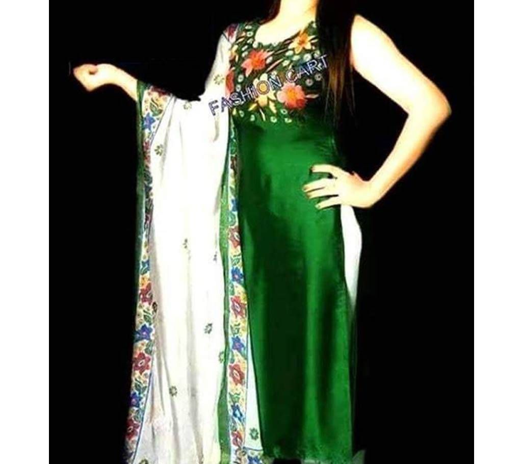 Un-stitched green georgette salwar kameez d.no-374 Copy