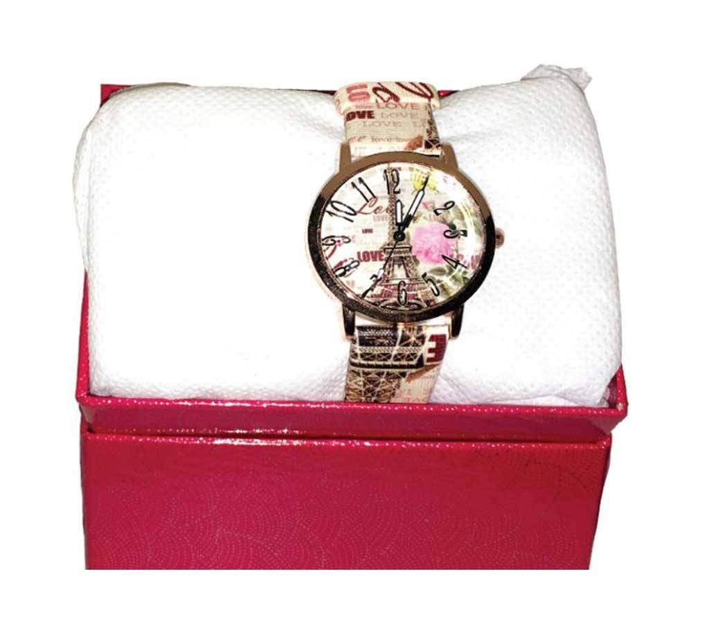 Ladies watch stylish printed belt
