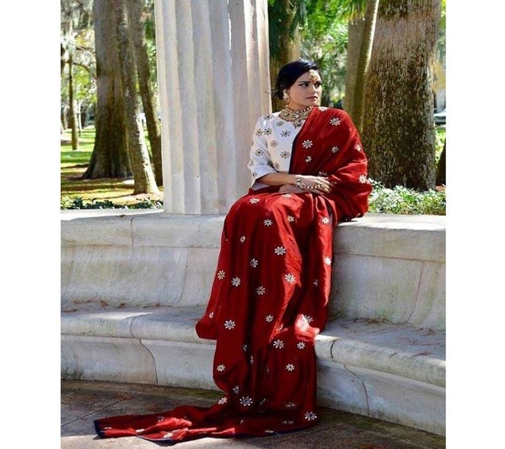 Georgette Maroon Red Saree 