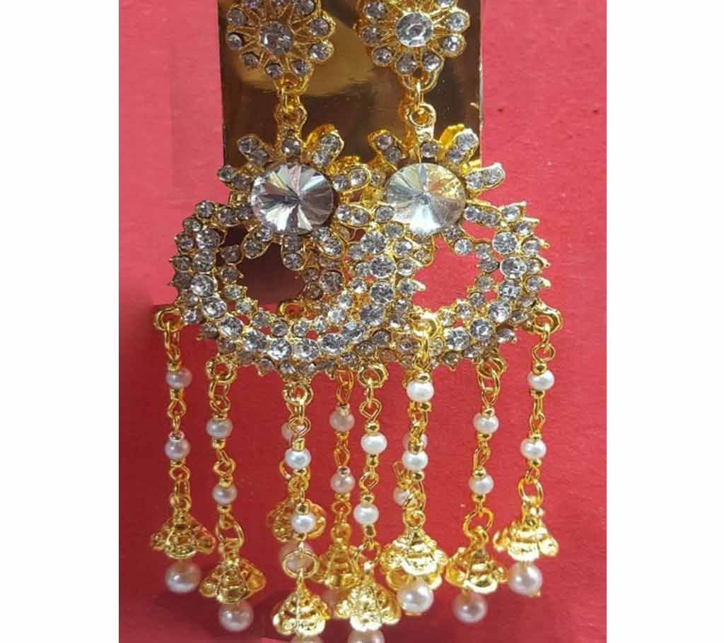 Golden & Light Combined Round Shape with Jhul Jhumka Earring 1 Pair - 110- 5 (SU667)