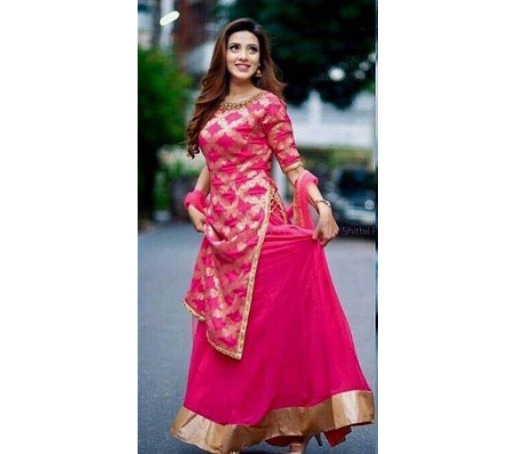 Semi-stitched embroidery Soft Georgette 3 piece 