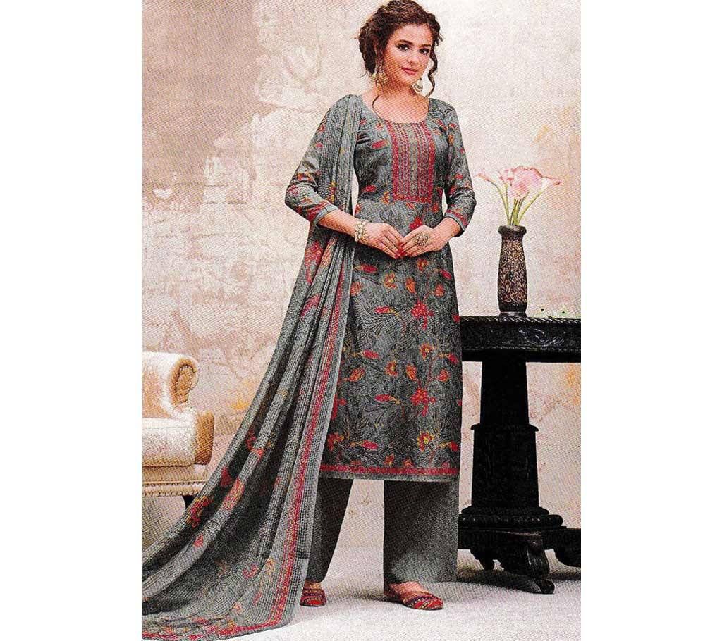 Orginal Indian Rakhi  Grey Unstitched Dress Material for women