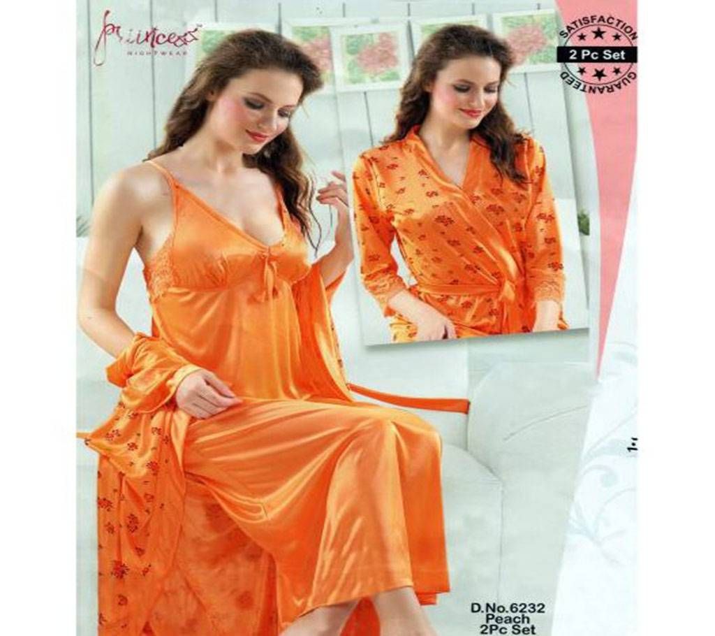 Fashionable Two Part Nighty-6135 Orange