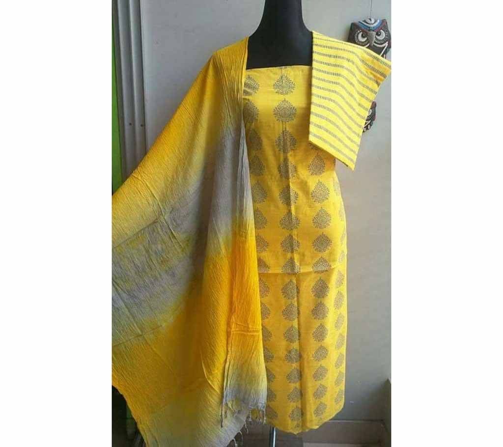 batikj printed Un stitched cotton dress 
