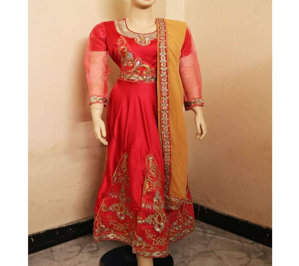 Embroidery Printed Party Gown For Women