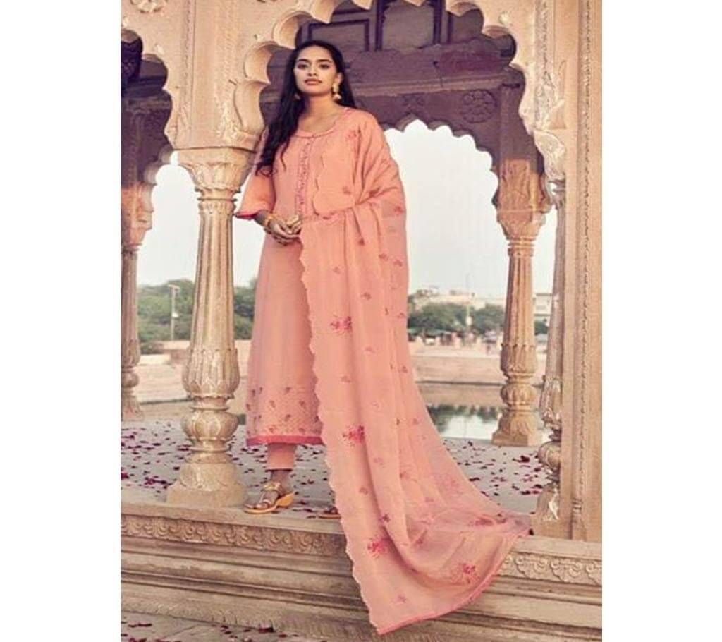  Unstitched Crape Material Three Piece For women 