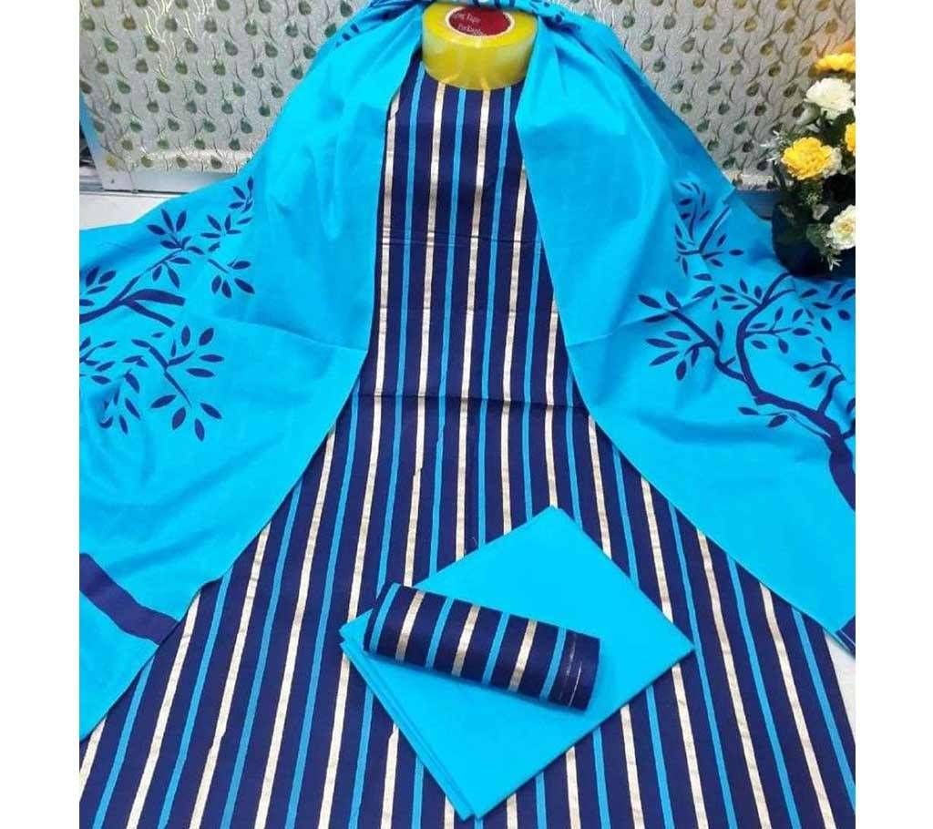 Latest Sky blue and Dark Blue Skin Printed 3 pieces Salwar Kameez for Women
