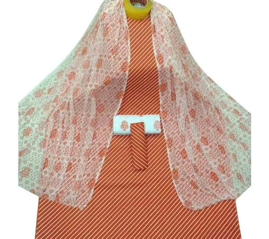 Unstiched Orange Skin Printed Cotton 3 pieces 