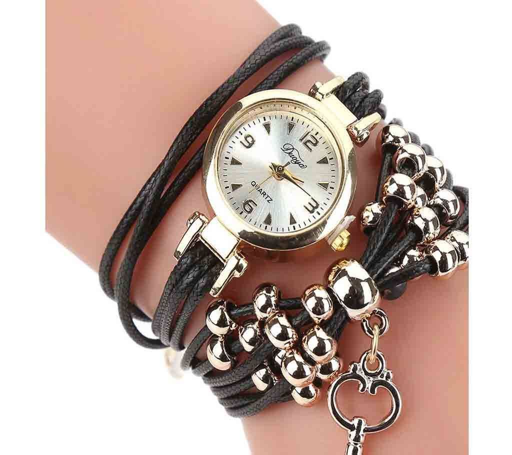Ladies Key Style Bracelet Watch-Black