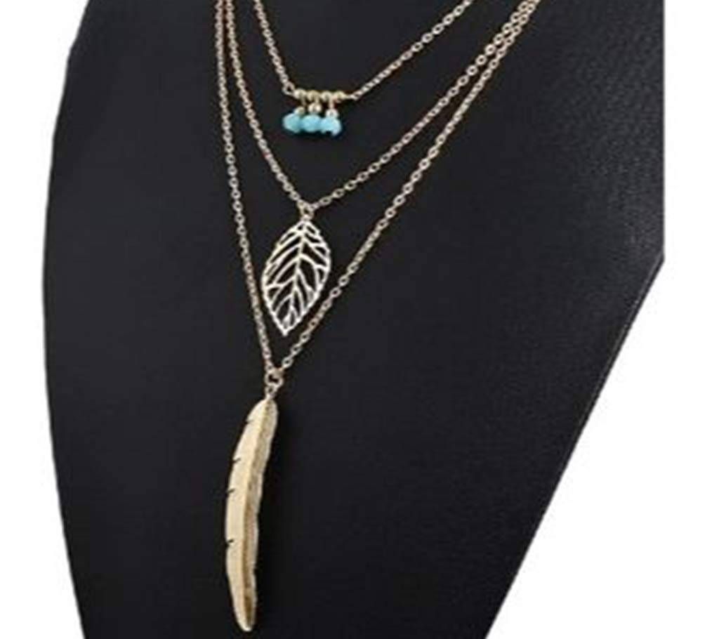 Feather Leaf Long Chain Necklace For Women