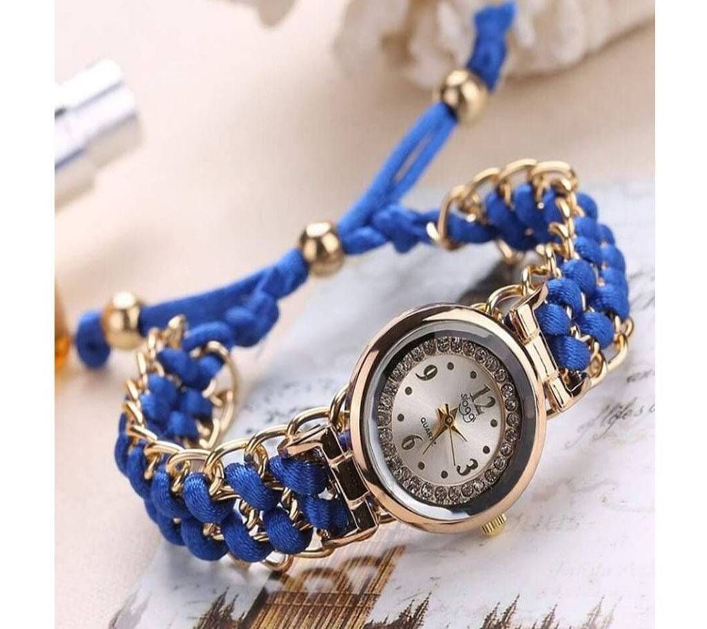 Blue Yarn Watch For Ladies