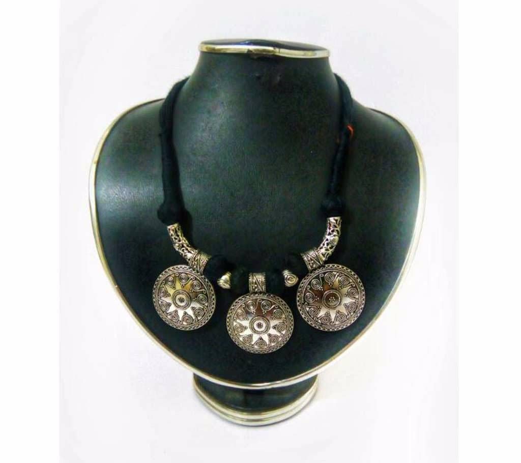 Silver Plated Fabric Chain Necklace
