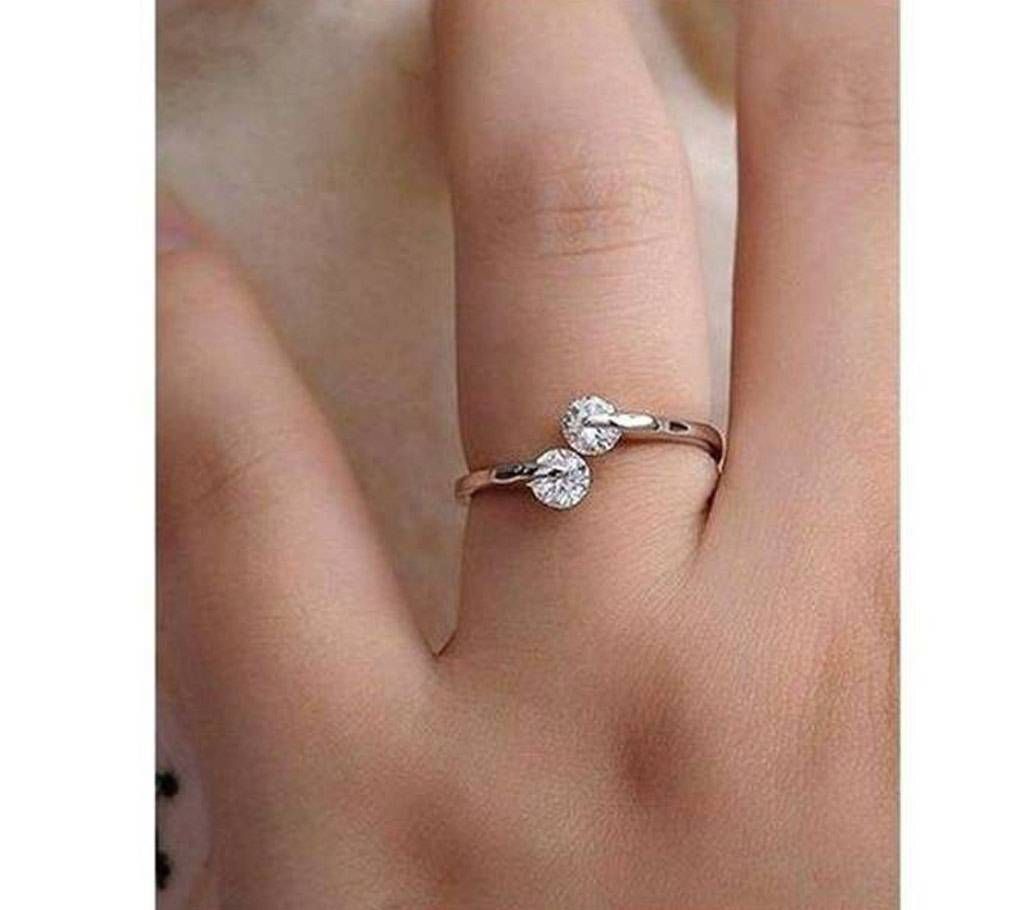 Rose Gold Plated Design Twin finger Ring - 11% OFF
