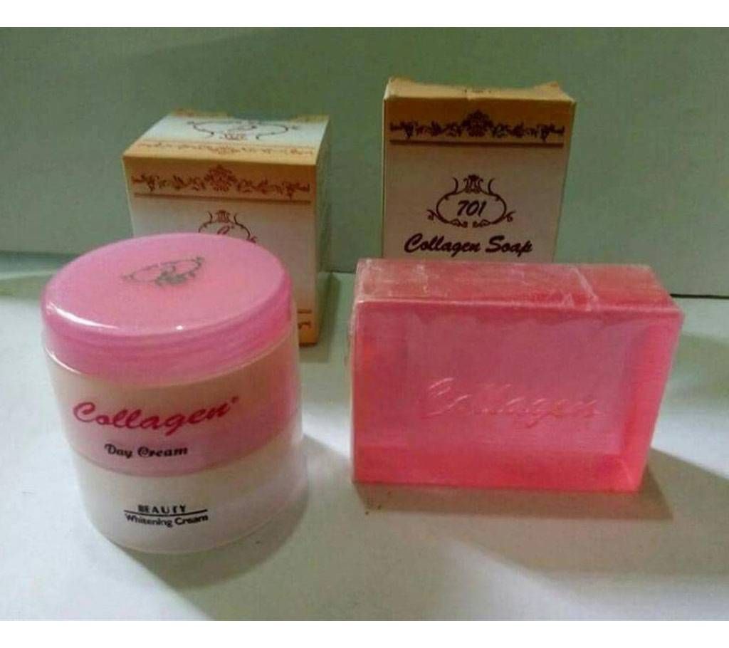Collagen plus day and night cream and soap