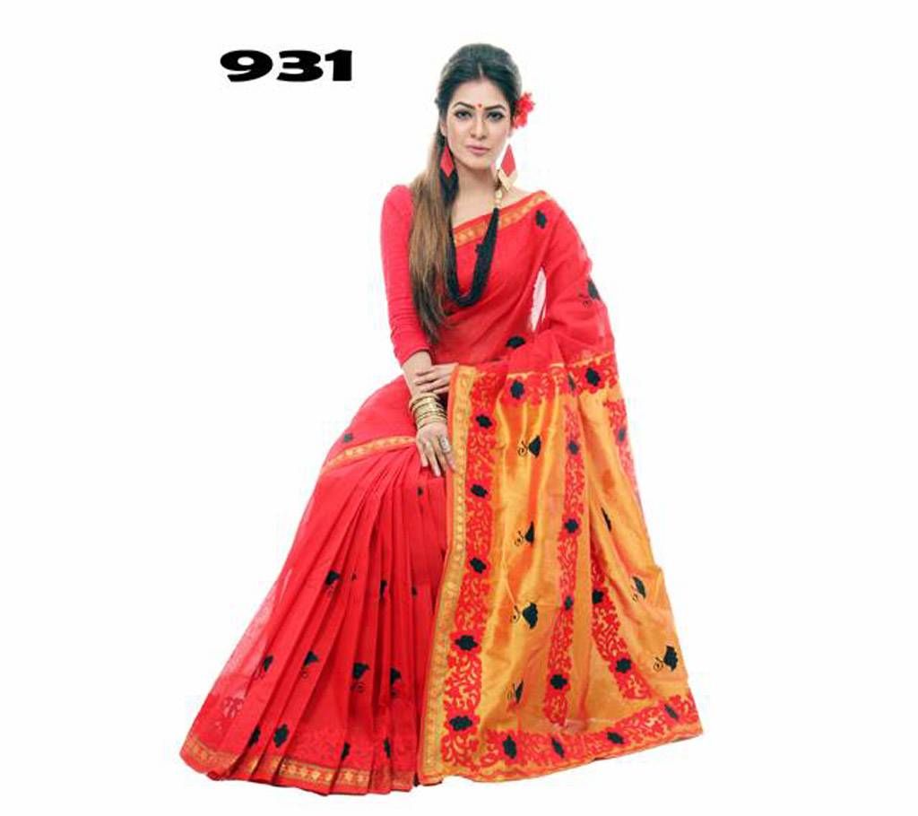Pure Cotton Saree With Hand Embroidery & Cutwork Design