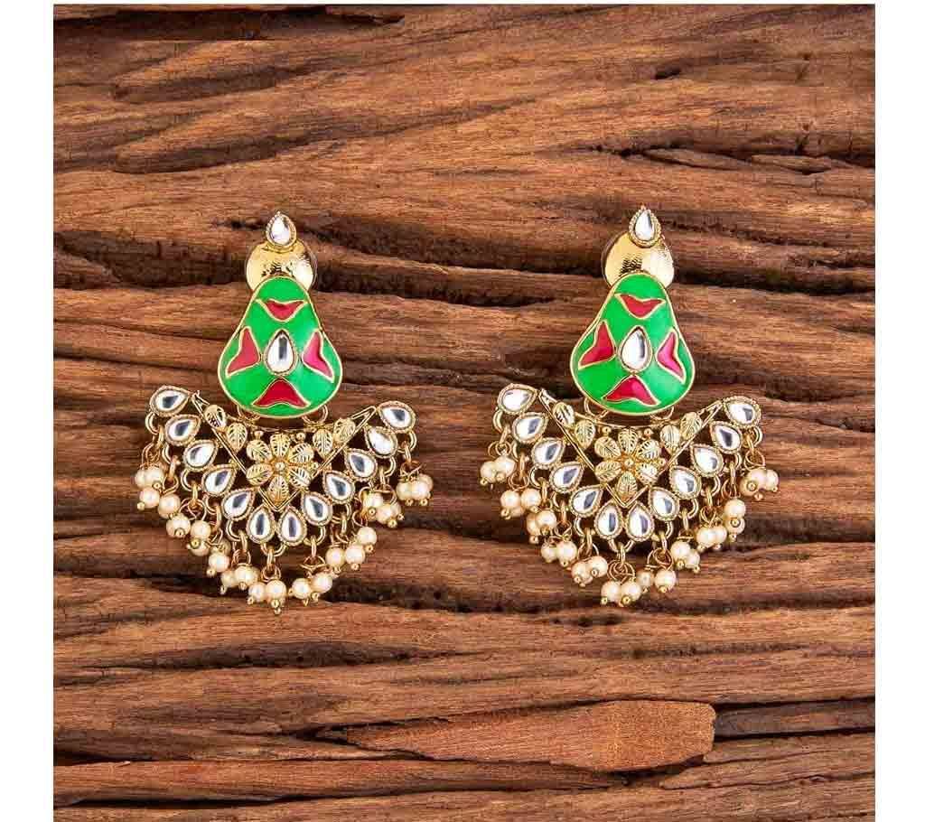INDO WESTERN CLASSIC EARRINGS WITH MEHNDI PLATING 8997 (by Pink Point - KJ8997)