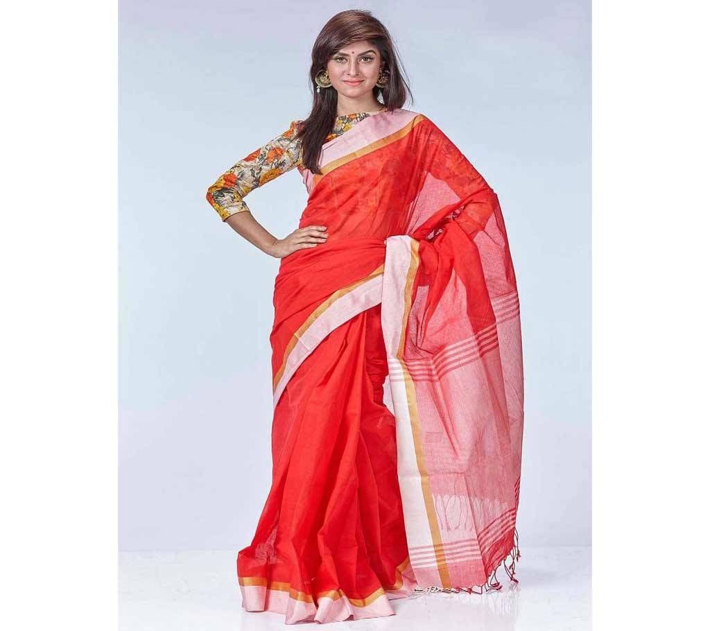 Red Taant Cotton Sharee for Women