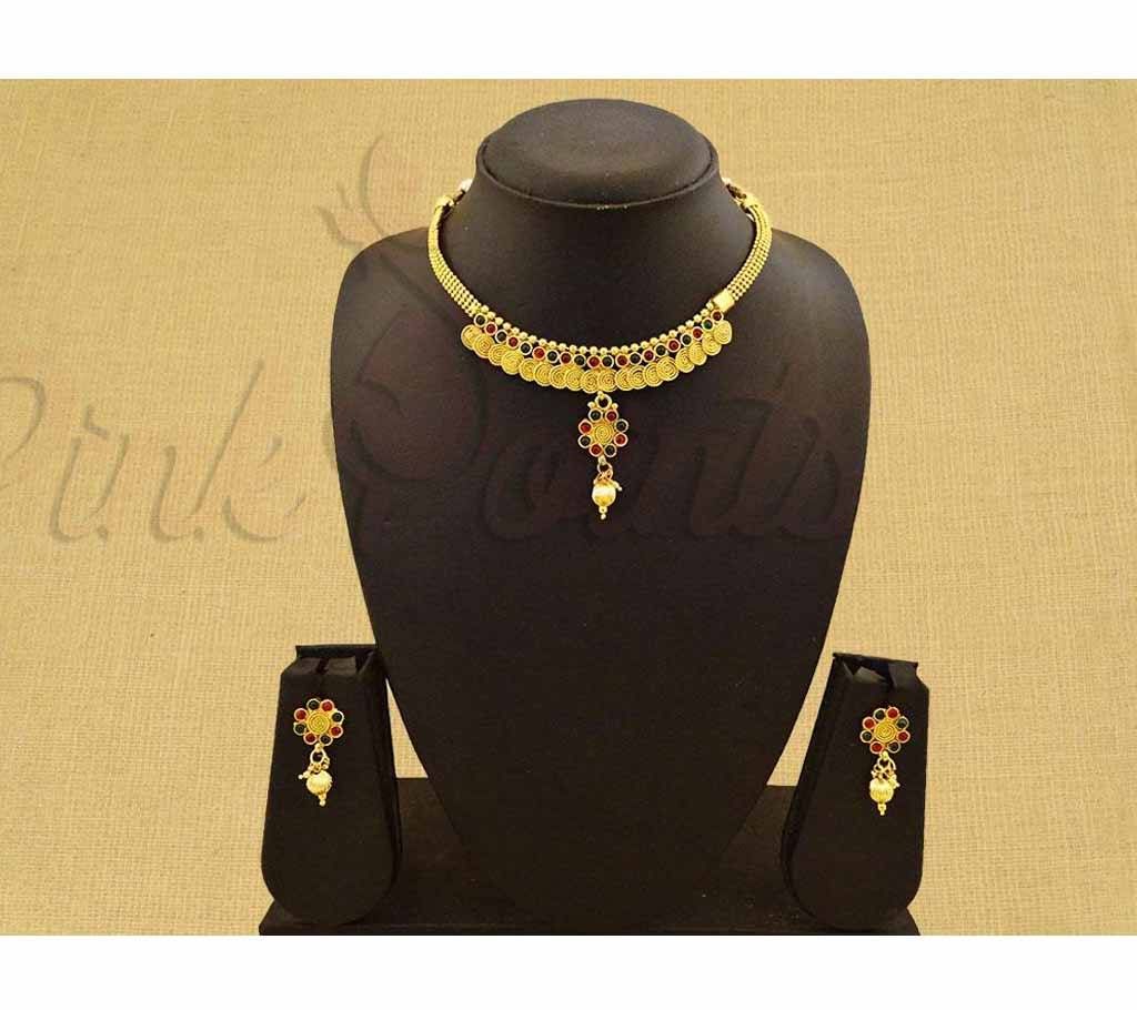 ROUNDED STONE CHAKRI ANTIQUE NECKLACE SET (by Pink Point - NS-2204-49)