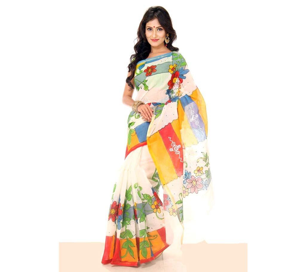 Hand printed cotton sharee 