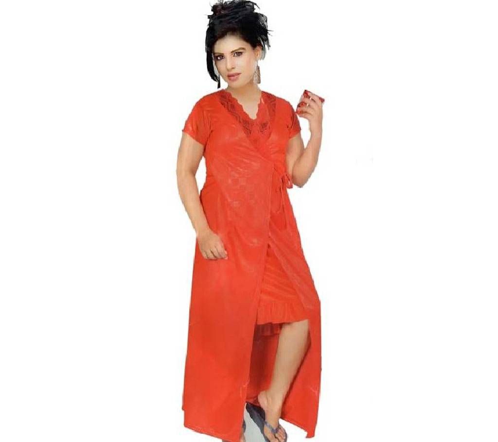 Salmon Night Dress for Women- Red