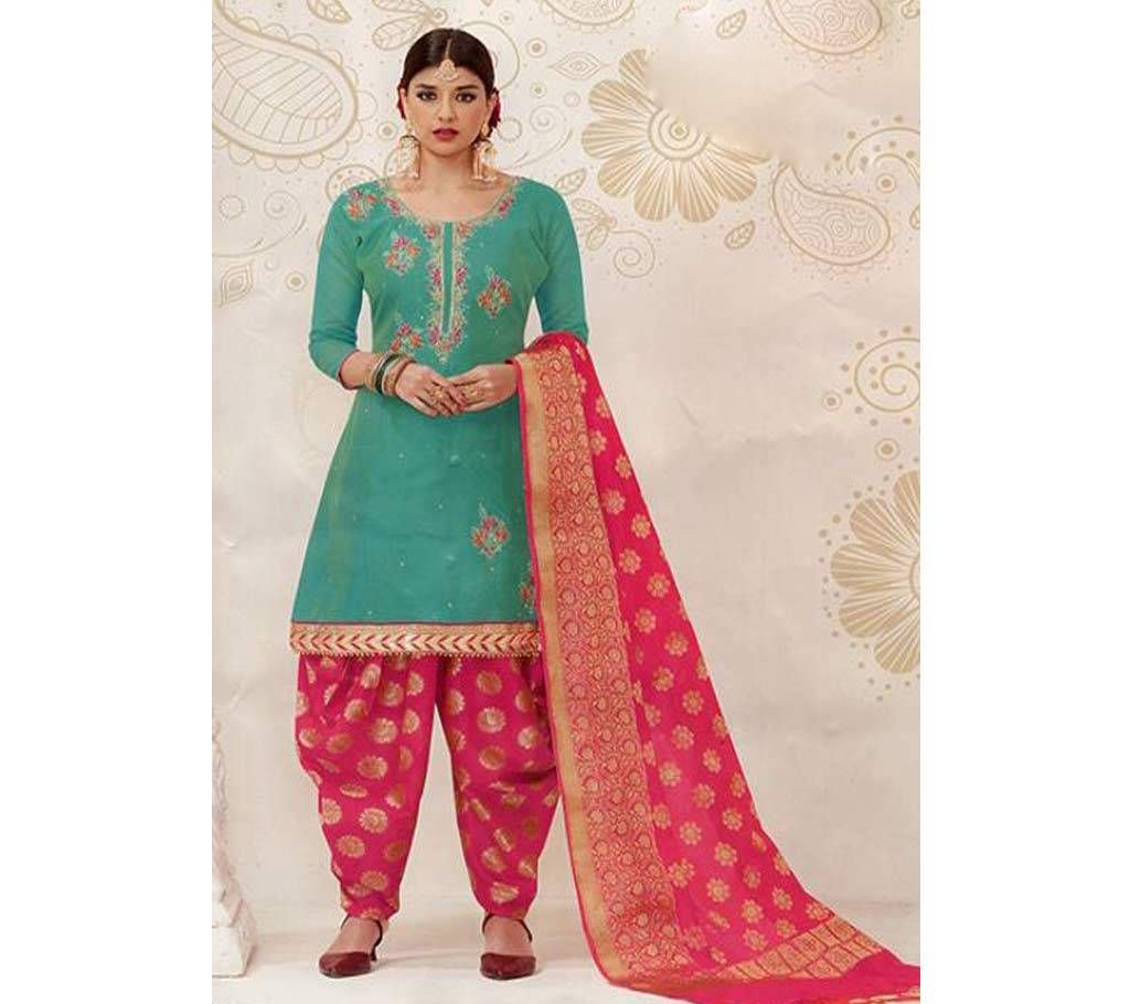 INDIAN UNSTITCHED KATAN 3 PIECE