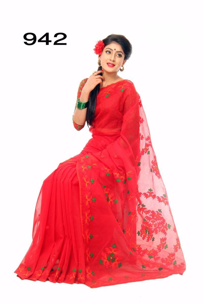 Hand Embroidered pure muslin silk CB 942 saree