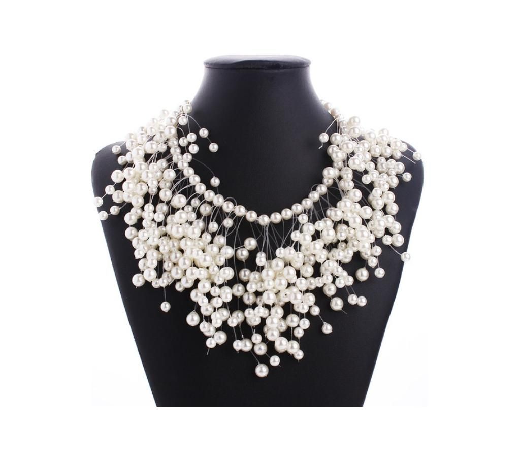 artificial  pearl  zikzak  necklace