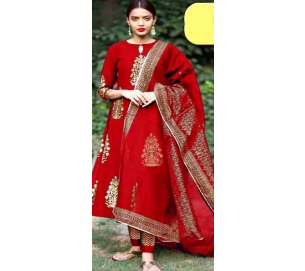 unstitched skin printed Rajdhani voyel cotton  salwar kameez St block-195