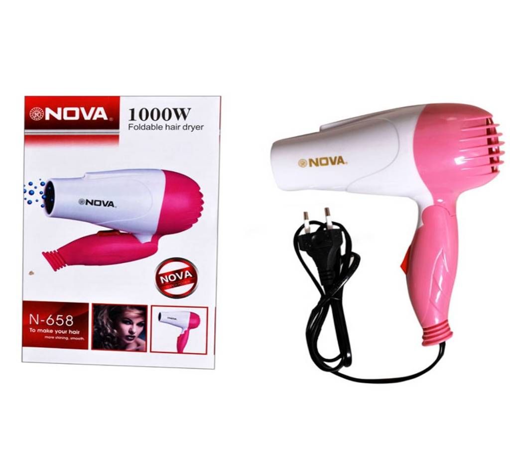 Nova - 658 Fordable Hair Dryer - White and Pink