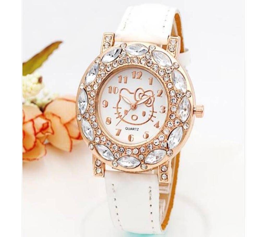 Hello Kitty Leather Crystal Wrist Watch