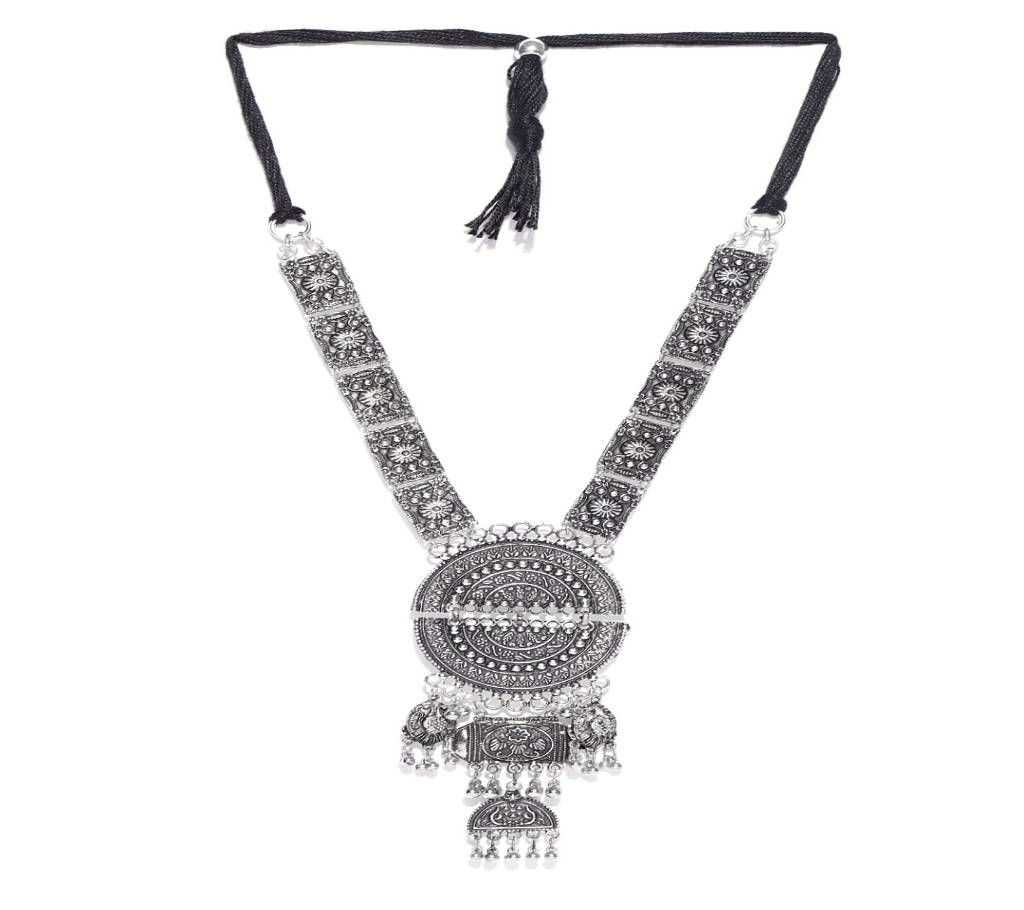 Oxidised Silver-Toned Textured Necklace