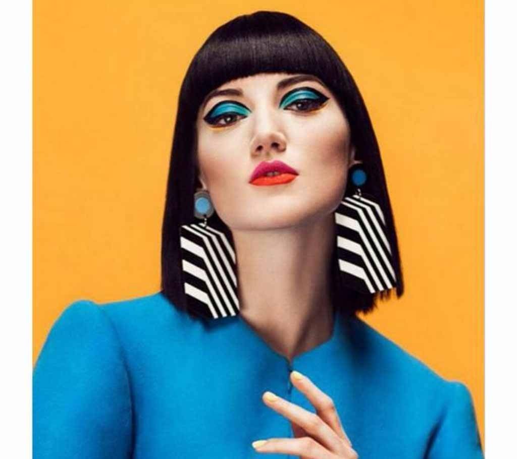 Black White Stripe Acrylic Earrings For Women