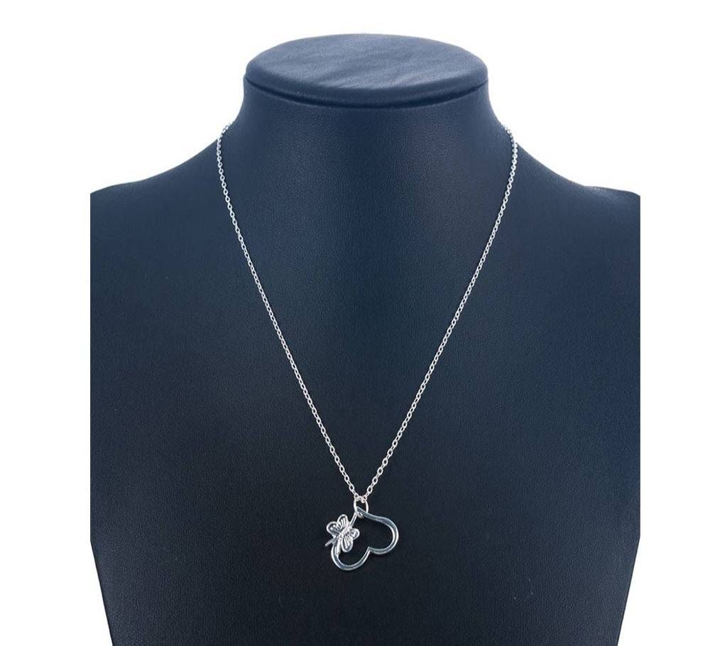 New New Fashion Silver beautiful cute women Heart butterfly Pendant flower Necklace