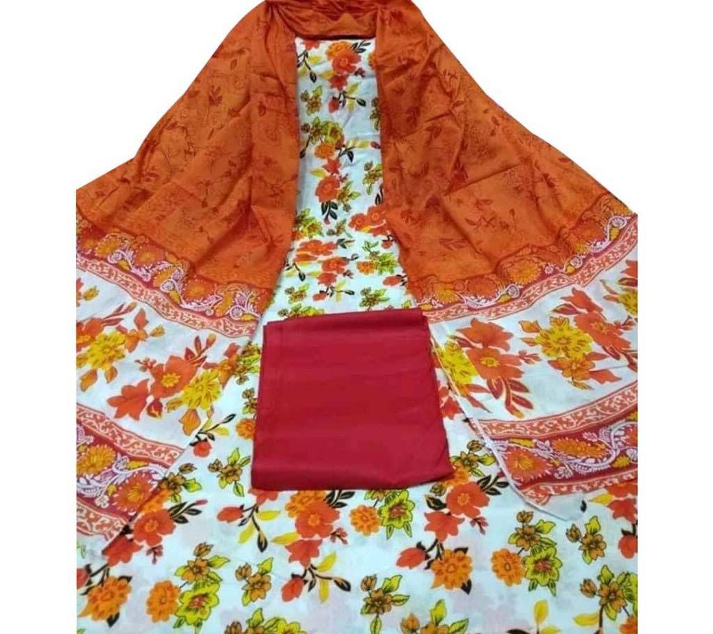 Unstitched skin printed cotton salwar kameez fs-85