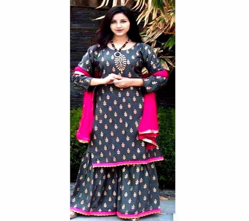 Unstitched SBlock Printed Cotton Salwar Kameez - Copy