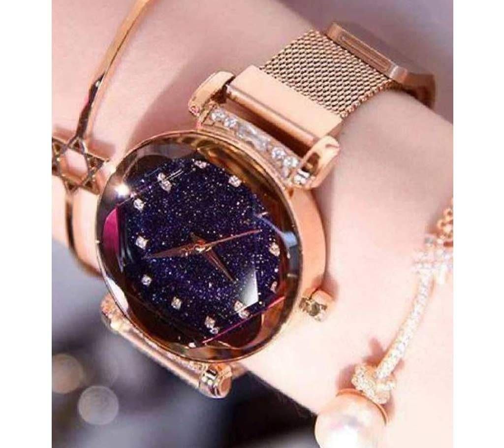Dior High Quality Magnet Analog Watch for Women - Golden 01